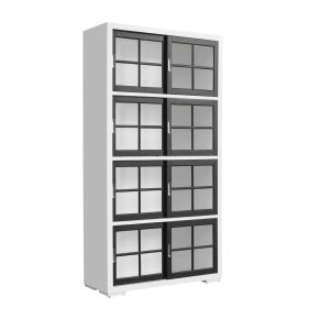 Pulaski Furniture P021773 Contemporary 4-Shelf Sliding Door Bookcase - White / Black