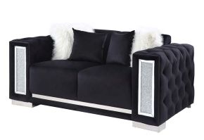 ACME LV01398 Trislar - Loveseat With 4 Pillows (Same 52526) - Black Velvet