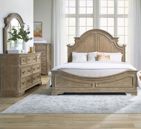 Liberty Furniture 244N-BR-QPBDMC Magnolia Manor - Queen Panel Bed, Dresser & Mirror, Chest - Weathered Bisque