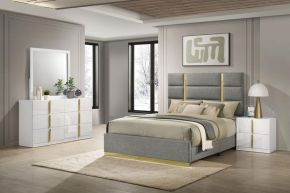 Coaster Fine Furniture 223091GRYKE-S4 Ines - 4 Piece Eastern King Bedroom Set - Gray And White High Gloss