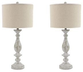 Signature Design by Ashley® L235344 Bernadate - Poly Table Lamp (Set of 2) - Whitewash