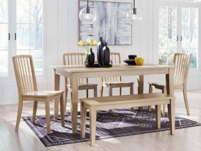 Signature Design by Ashley® D511/25/01(2)/00 Gleanville - Light Brown - 6 Pc. - Rectangular Dining Room Table, 4 Side Chairs, Large Bench