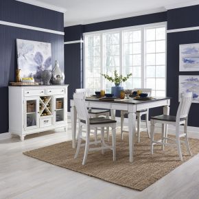 Liberty Furniture 417-DR-5GTS Allyson Park - 5 Piece Gathering Table Set - Wirebrushed White / Charcoal