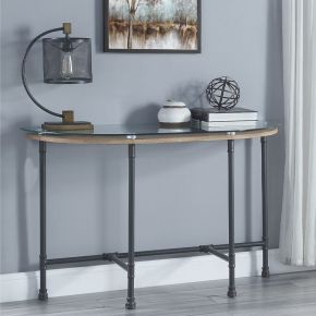 ACME LV00437 Brantley - Sofa Table - Clear Glass & Sandy Gray