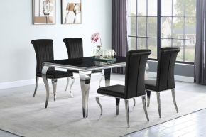 CoasterEssence 105071-S5 Carone - 5 Piece Rectangular Glass Dining Set - Black