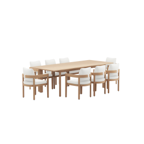 New Classic 60-G5511-9SW Wesley - Patio 9 Piece Dining Set Table & 8 Chairs - White