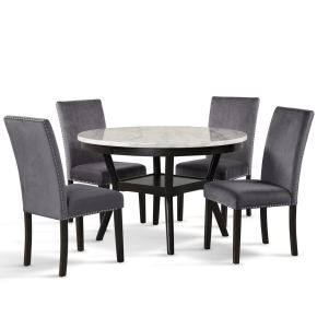 New Classic 41-400-GYRD4C Celeste - Round Dining Table With 4 Chairs - Black / Gray