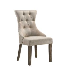 ACME 60173 Gabrian - Side Chair (Set of 2) - Two-Tone Beige Fabric & Reclaimed Gray