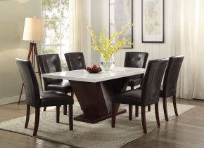 ACME 72120 Forbes - Dining Table With Marble Top - White Marble Top & Walnut