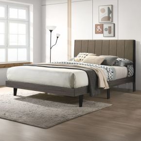 ACME BD00571Q Valdemar - Queen Bed - Brown Fabric & Weathered Gray