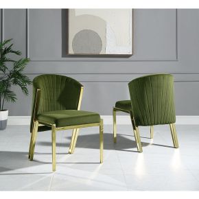 ACME DN01956 Fallon - Side Chair (Set of 2) - Green Velvet & Mirrored Gold