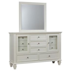 CoasterEssence 201303M Sandy Beach - 11-Drawer Dresser With Mirror - Cream White