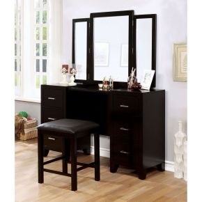 Furniture of America CM7088V-PK Enrico - Vanity With Stool - Espresso