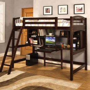 Furniture of America CM-BK263-BED Dakota Ridge - Twin Loft Bed With Workstation - Espresso