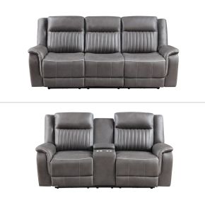 New Classic 20-2506-2NP Enzo - 2 Piece Manual Sofa & Loveseat - Gray