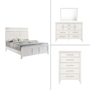 New Classic 00-677W-34C Andover - 5/0 Queen 4 Piece Bedroom Set (Bed & Dresser & Mirror & Chest) - White