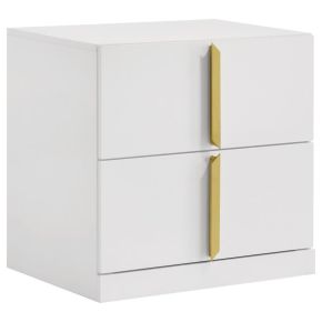 Coaster Fine Furniture 223092 Ines - 2-Drawer Nightstand Bedside Table - White High Gloss
