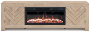 Signature Design by Ashley® W3787W1 Cayboni - 71" TV Stand With Electric Fireplace - Tan