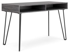 Signature Design by Ashley® H449-114 Strumford - Charcoal / Black - Home Office Desk With 2 Open Storages