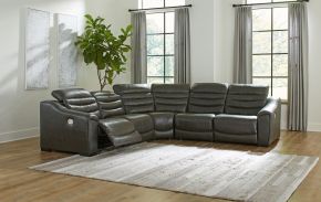 Signature Design by Ashley® U63404/58/31/77/46/62 Center Line - Dark Gray - Zero Wall Recliners 5 Pc Sectional