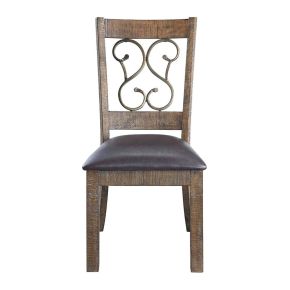 ACME DN00981 Raphaela - Side Chair (Set of 2) - Black Synthetic Leather & Weathered Cherry