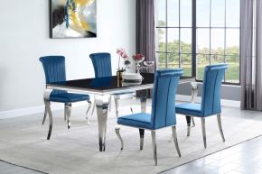 CoasterElevations 115071-S5T Carone - 5 Piece Rectangular Glass Dining Set - Teal
