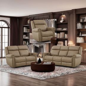 Liberty Furniture 7029TP-UPH-SOLOREC Carlton - Sofa With Loveseat & Recliner - Taupe