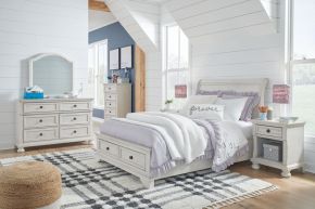 Ashley Furniture B742/21/26/45/87/84S/183 Ashley Furniture B742/21/26/45/87/84S/183 Robbinsdale - 6 Pc. - Dresser, Mirror, Chest, Full Sleigh Storage Bed - Antique White