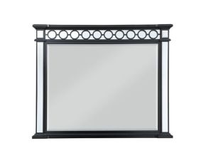 ACME BD00586 Varian II - Mirror - Black Velvet & Black & Sliver Finish