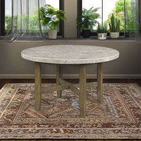 ACME DN01449 Karsen - Dining Table With Marble Top - Natural Marble Top & Rustic Oak