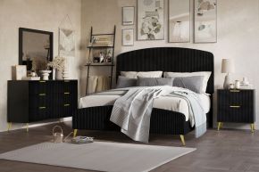 New Classic 00-4378K-34N Kailani - 5/0 Queen 4 Piece Bedroom Set (Bed, Dresser, Mirror, Nightstand) - Black