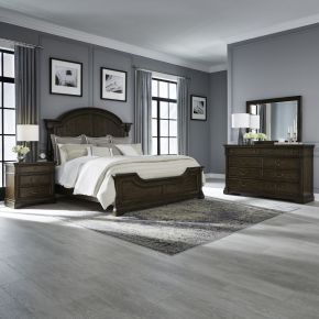 Liberty Furniture 512-BR-QPSDMN Liberty Furniture 512-BR-QPSDMN Arden Road - 4 Piece Bedroom Set (Queen Poster Bed, Dresser & Mirror, Nightstand) - Satin Cherry