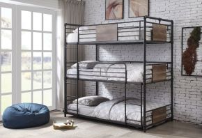 ACME 37820 Brantley - Triple Bunk Bed - Twin - Sandy Black & Dark Bronze Hand-Brushed
