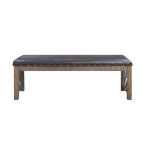 ACME DN00982 Raphaela - Bench - Black Synthetic Leather & Weathered Cherry