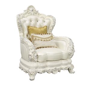 ACME LV01226 Adara - Chair - White PU & Antique White Finish