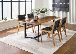 Signature Design by Ashley® D872/25/01(2) Fortmaine - Brown / Black - 5 Pc. - Dining Table, 4 Side Chairs