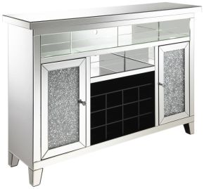 CoasterElevations 183627 Melinda - 2-Door LED Mirrored Wine Storage Bar Cabinet - Silver