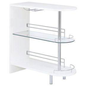 CoasterEssence 101064 Adolfo - Rectangular 2-Tier Home Bar Table - White High Gloss