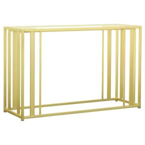 CoasterEssence 723609 Adri - Glass Top Entryway Sofa Console Table - Matte Brass