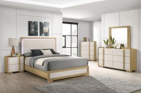 Coaster Fine Furniture 215651KE-S5X Hyland - 5 Piece Eastern King Bedroom Set With LED - Natural