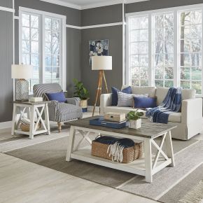 Liberty Furniture 810-OT-3PCS Laurel Bluff - 3 Piece Set (1 Cocktail 2 End Tables) - White