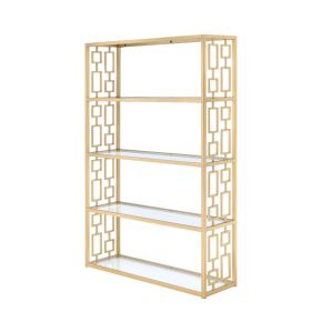 ACME 92465 Blanrio - Bookshelf - Gold & Clear Glass
