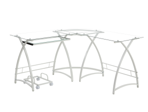 ACME OF00040 Dazenus - Desk - Clear Glass & White Finish - 28"