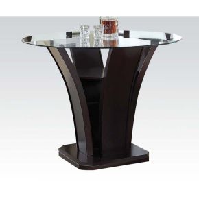 ACME 70510 KIT Malik - Counter Height Table - Espresso & Clear Glass