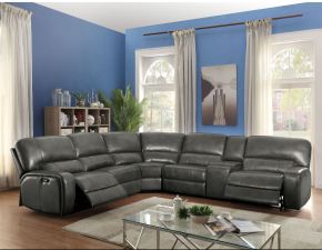 ACME 53745B Saul - Sectional Sofa - Gray Leather-Aire - 41"