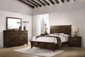 New Classic 00-1334-35N Blue Ridge - 5/0 Queen 5 Piece Bedroom Set (Bed, Dresser, Mirror, 2 Nightstands) - Dark Brown