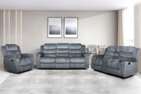 New Classic 20-U1816G-3NP Willow - 3 Piece Sofa & Loveseat & Recliner - Gray