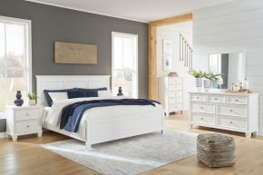 Signature Design by Ashley® B680/31/36/56/58/94/92(2) Fortman - White - 7 Pc. - Dresser, Mirror, California King Panel Bed, 2 Nightstands