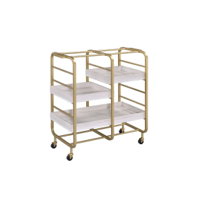 ACME 98412 Vorrik - Serving Cart - Gold & White-Washed