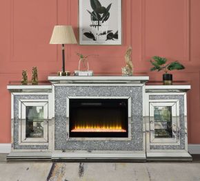 ACME AC00522 Noralie - Fireplace - Mirrored & Faux Diamonds - 39"